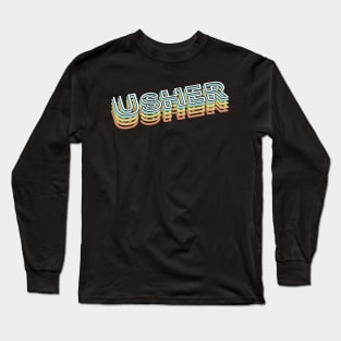 Usher Retro Typography Faded Style Long Sleeve T-Shirt